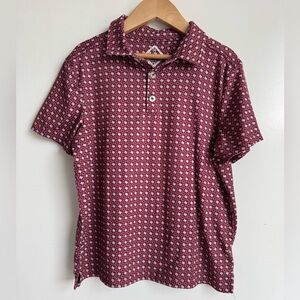 BURLEBO Performance State Short-Sleeve Polo Texas Burgundy Boys 8 UPF burgundy